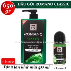 Romano – Dầu gội hương nước hoa Classic 650 gr + Tặng lăn khử mùi 40 ml