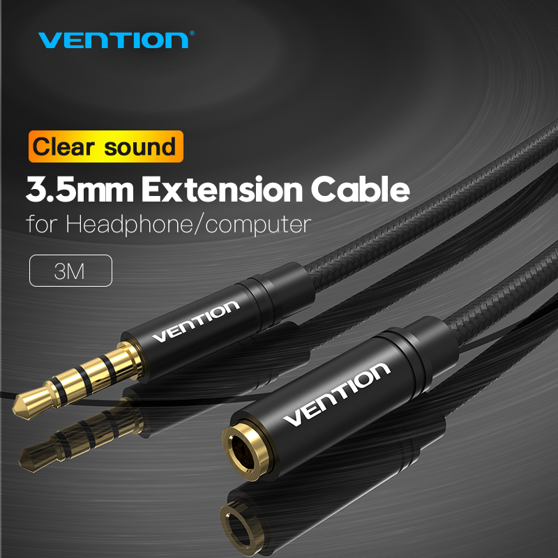 Vention dây kết nối âm thanh 3.5mm Aux dây nối dài tai nghe Male to Female 3.5mm Aux Jack Cable for iPhone Computer Headphone MP3 MP4 Player Extender Cord 3.5 mm Aux Earphone Extension Cable