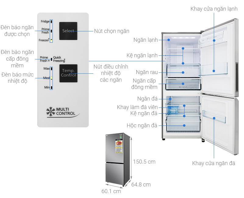 [Giao Hà Nội] Tủ lạnh Panasonic Inverter 255 lít NR-BV280QSVN - Tiết kiệm điện tối đa với bộ 3 công...