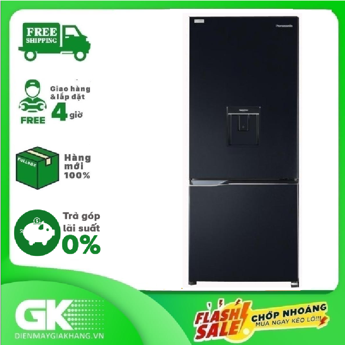 TRẢ GÓP 0% – Tủ lạnh Panasonic Inverter 290 lít NR-BV320WKVN – Bảo hành 2 năm