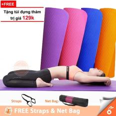 Thảm tập Yoga Cao Cấp 10mm TPE Hàn Quốc(Tặng Kèm Túi Đựng Và Dây Buộc Thảm Sang Trọng)