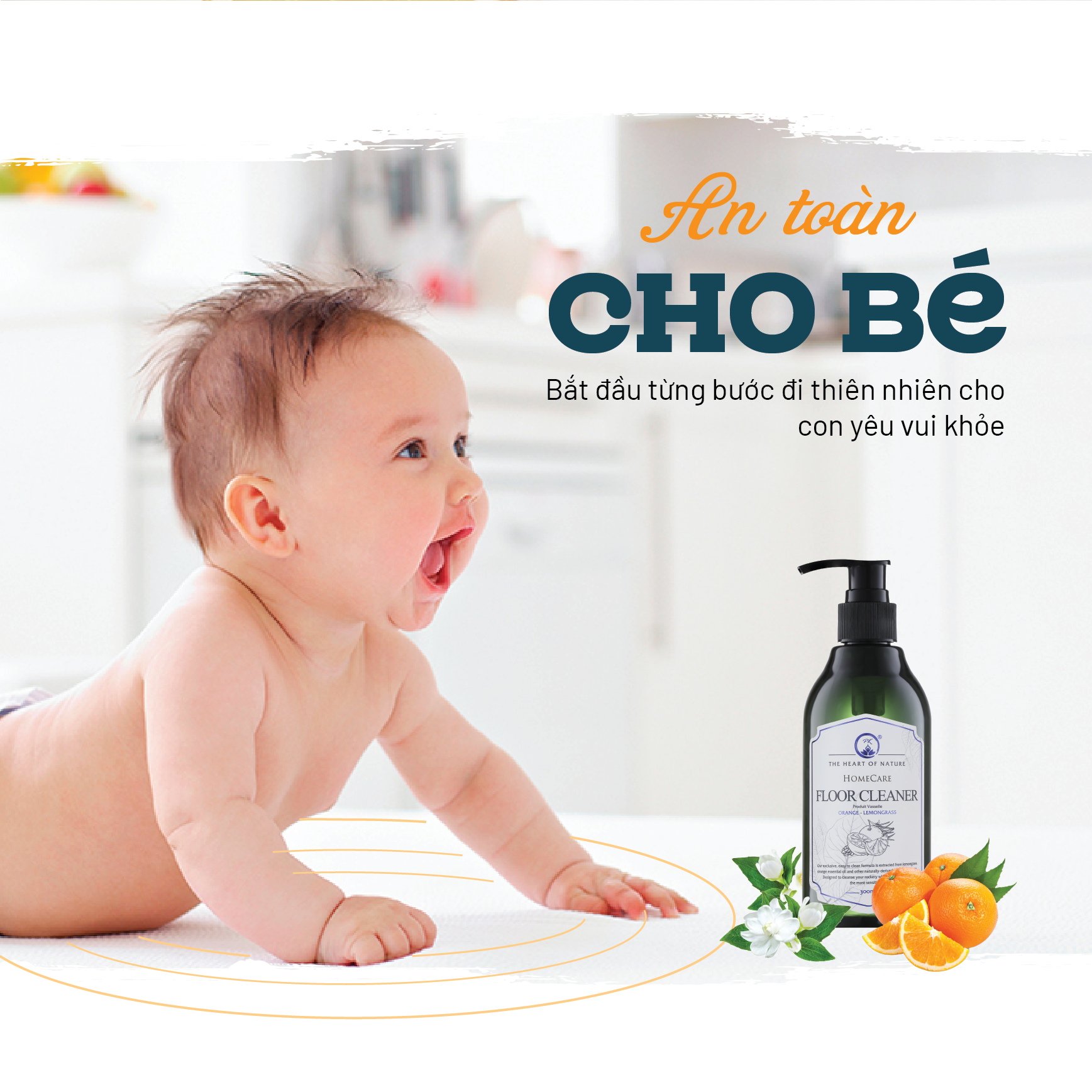 Nước lau sàn tinh dầu thảo mộc sả cam PK 300ml/1000ml - An toàn cho bé,Làm sạch kháng khuẩn, mềm...