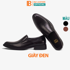 Giày tây nam công sở da bò nappa cao cấp, giày lười nam màu đen G107- Bụi leather- hộp sang trọng -BH 12 tháng