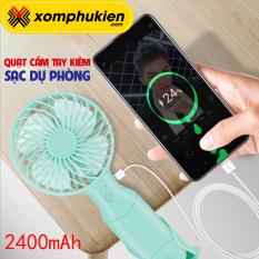 Quạt mini cầm tay kiêm sạc dự phòng 2400mah N10 3 cấp độ gió có đế dựng quạt cầm tay dung lượng pin lớn thời gian sử dụng 3-10h