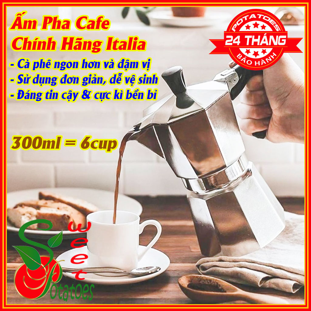 Bình pha cafe Moka Pot 300ml Loại Tốt - Ấm pha cafe - Bình pha cà phê - Ấm pha...