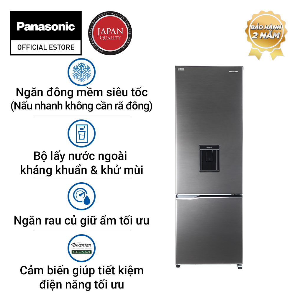 [Trả góp 0%] Tủ Lạnh 2 Cánh Panasonic 290 Lít NR-BV320WSVN ngăn đá dưới - Lấy nước ngoài - Bảo...