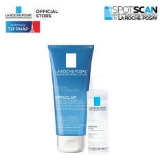 Sữa rửa mặt tạo bọt làm sạch dành cho da dầu nhạy cảm La Roche-Posay Effaclar Gel For Oily Sensitive Skin 200ml + Tặng Tẩy trang dành cho da dầu mụn Micellar water 50ml