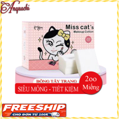 Bông tẩy trang Miss Cat’s 200 miếng SIÊU MỎNG – SIÊU TIẾT KIỆM dùng để tẩy trang, lau nước hoa hồng, dưỡng lotion – Anquachi – Mỹ phẩm Hàn Quốc