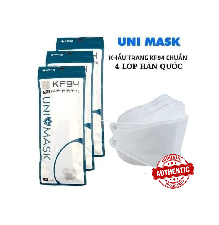 Khẩu trang KF94 4D kháng khuẩn Uni Mask chống bụi mịn cao cấp Hàn Quốc
