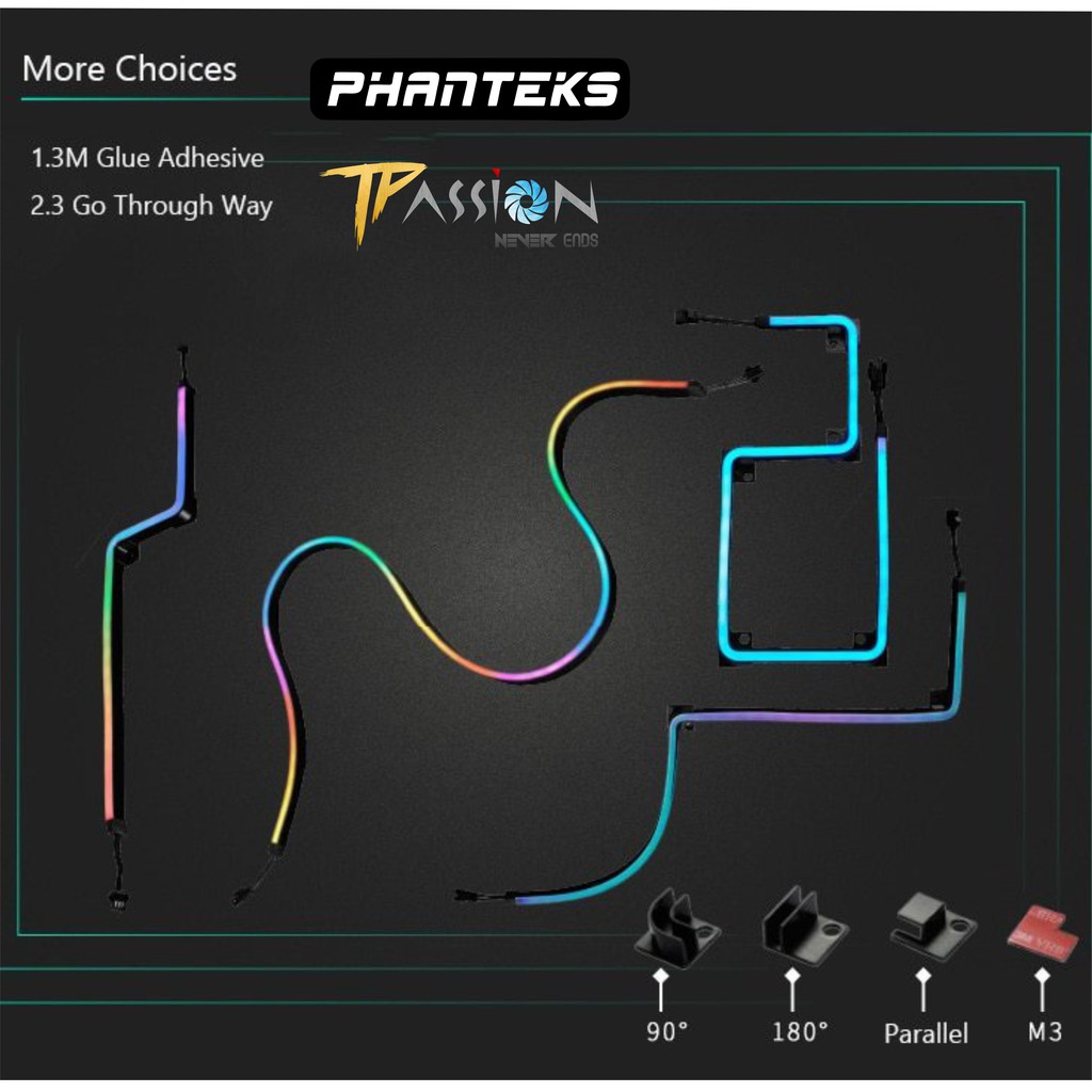 Bộ 2 dây LED Phanteks DIGITAL RGB NEON LED KIT COMBO SET - Phụ kiện đi dây linh hoạt, màu...