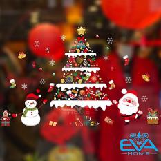 Decal Dán Tường Dán Kính Họa Tiết Cây Thông Và Ông Già Noel Trang Trí Giáng Sinh HM92041DS