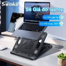 Swokii S6 giá đỡ laptop, giá đỡ máy tính laptop, kệ laptop, với 8 mức điều chỉnh độ cao, Hỗ trợ xoay 360°, Tương thích với máy tính xách tay và máy tính bảng 9 ~ 15,6 inch
