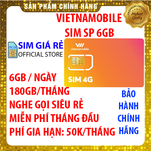 Sim 4G Vietnamobile có 180Gb/tháng gói 6Gb/ngày – Đã có sẵn miễn phí sẵn tháng đầu – Nghe gọi siêu rẻ – Phí gia hạn 40.000đ – Shop Sim Giá Rẻ