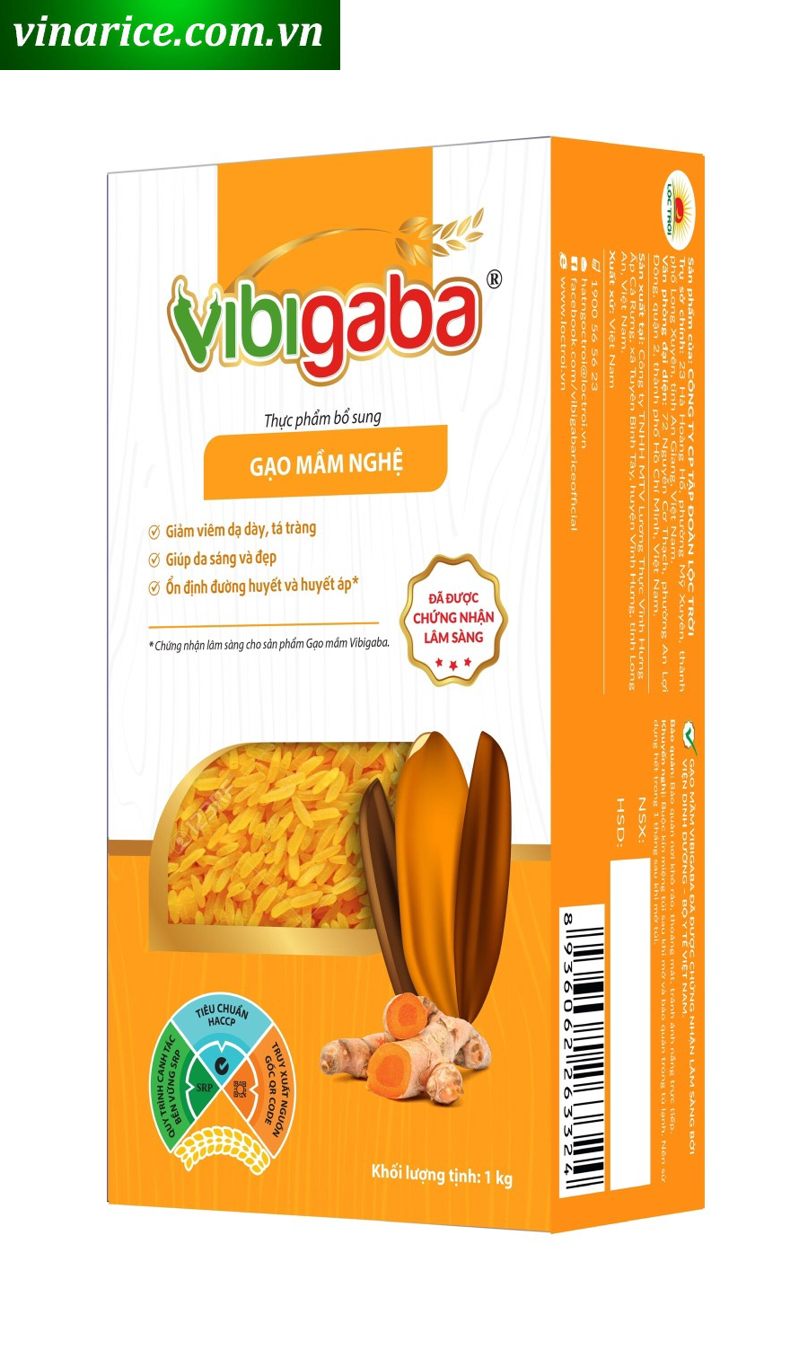 [HCM]Combo Gạo Mầm Vibigaba Nghệ (3 hộp x 1kg) (chính hãng)