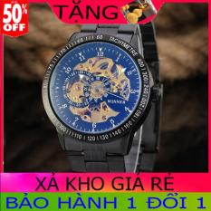 Đồng hồ cơ nam Winner TM05-Đồng hồ cơ lộ máy-Đồng hồ nam dây thép đúc đặc không gỉ-Mặt chống xước-Đồng hồ chống nước-Đồng hồ nam giá rẻ-Có quà tặng