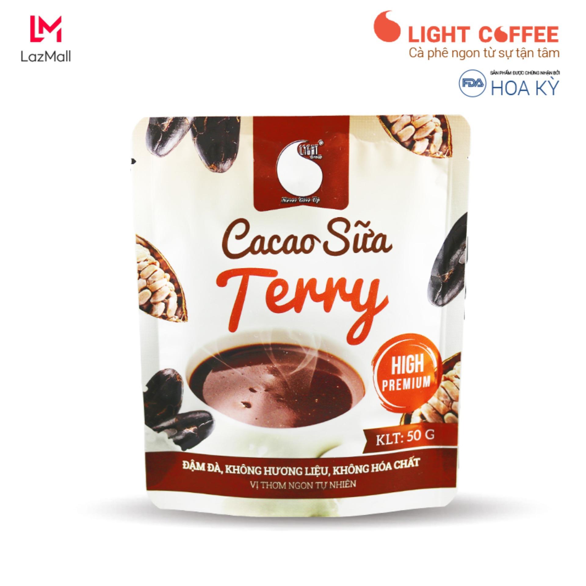 [MUA 5 GÓI TẶNG CÀ PHÊ SỮA] Bột Cacao sữa hòa tan 3 in 1 Terry Light Cacao thơm ngon...