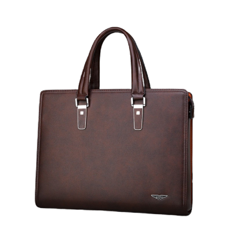Túi xách cặp da bò khóa số T43 38x28x7cm công sở đựng laptop 14inch (Nâu-Đen)