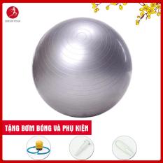 Bóng tập Yoga cao cấp Queen Yoga 65cm dày 2mm chống nổ – Tặng bơm bóng và phụ kiện