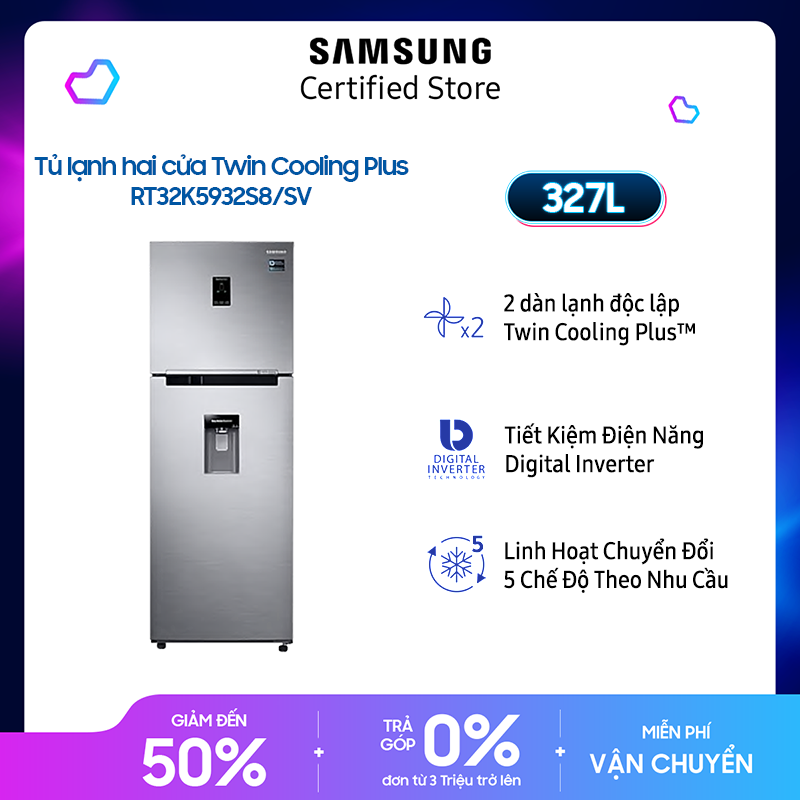 [Không nhận COD][Free Ship + Lắp đặt Toàn Quốc][Trả góp 0%][Voucher Upto 1Tr] Tủ lạnh Samsung hai cửa Twin Cooling...