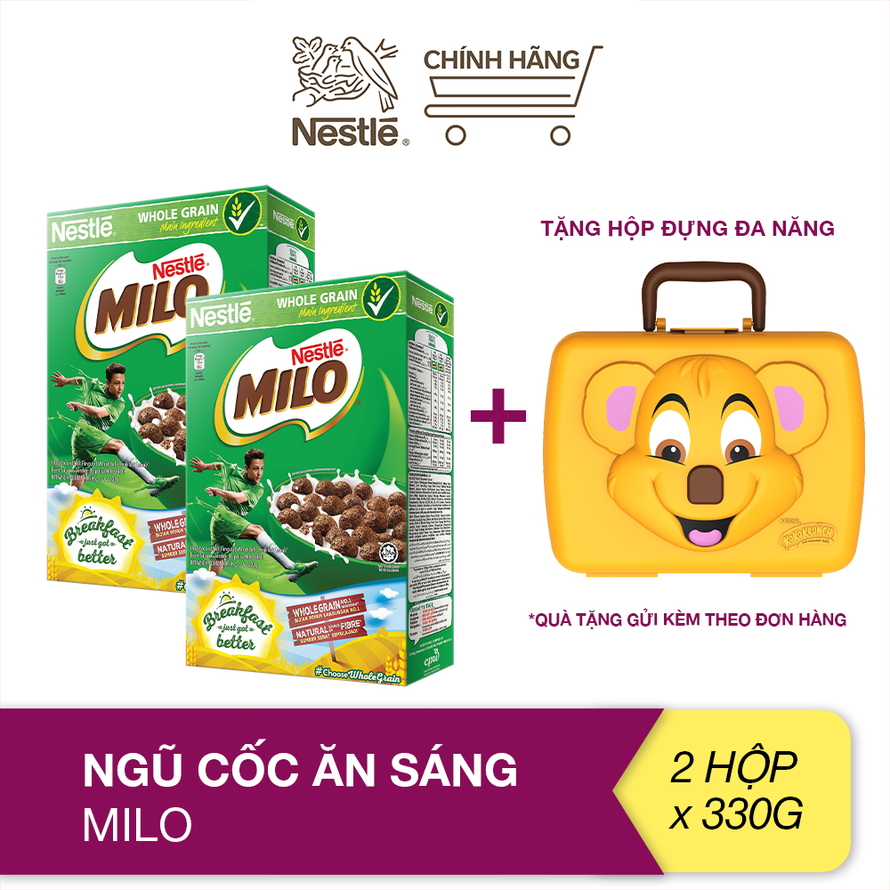 [Tặng hộp đựng đa năng] Combo 2 ngũ cốc ăn sáng Milo (hộp 330g)