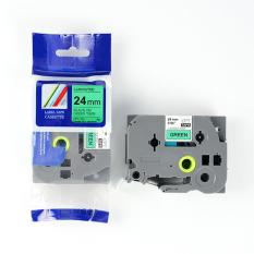 Nhãn in CPT-751 tương thích máy in nhãn Brother P-Touch – Nhãn in chữ đen nền xanh lá khổ 24mm