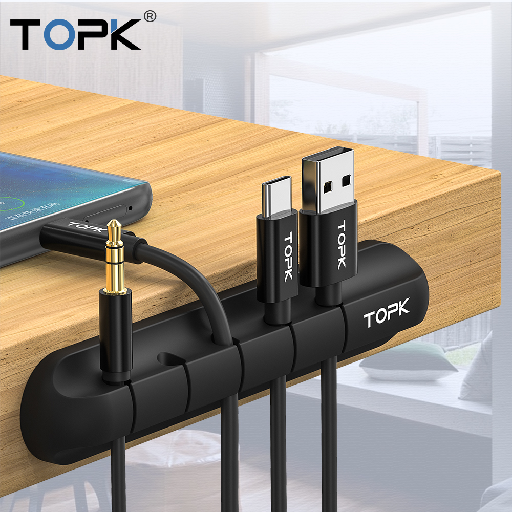 TOPK L16 Cuộn Dây Cáp USB Bằng Silicon Máy Tính Để Bàn Cáp Kẹp Đa Năng Sắp Xếp Gọn Gàng...