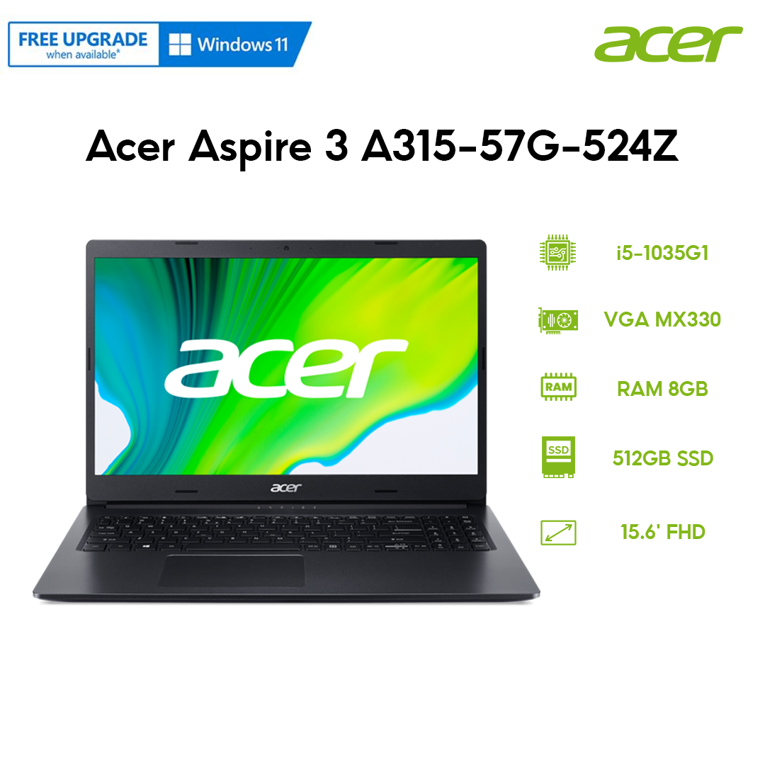 Laptop Acer Aspire 3 A315-57G-524Z i5-1035G1 | 8GB | 512GB | VGA MX330 2GB | 15.6′ FHD | Win 10