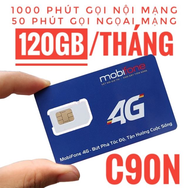 SIM 4G MOBIFONE C90N 120GB( 4GB/NGÀY ) MIỄN PHÍ GỌI