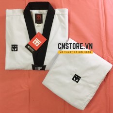 Võ Phục Taekwondo Cổ Đen Vải Sọc Mooto Loại Tốt