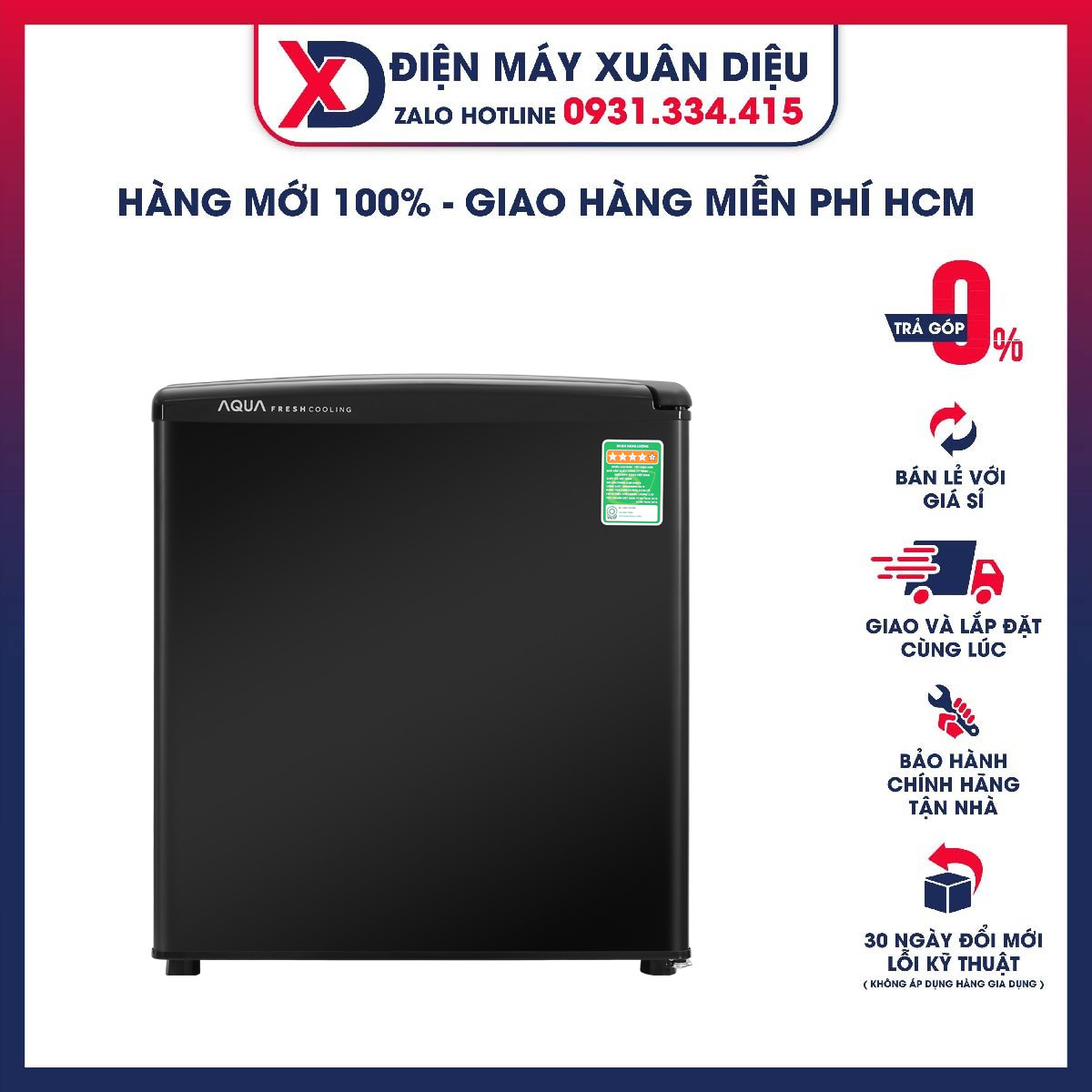 [HCM]Tủ lạnh Aqua 50 lít AQR-D59FA(BS) – Tiết kiệm điện nhờ công nghệ làm lạnh trực tiếp. Có khả năng làm đông thực phẩm với ngăn đá riêng biệt. Nút vặn điều chỉnh nhiệt độ dễ thao tác.