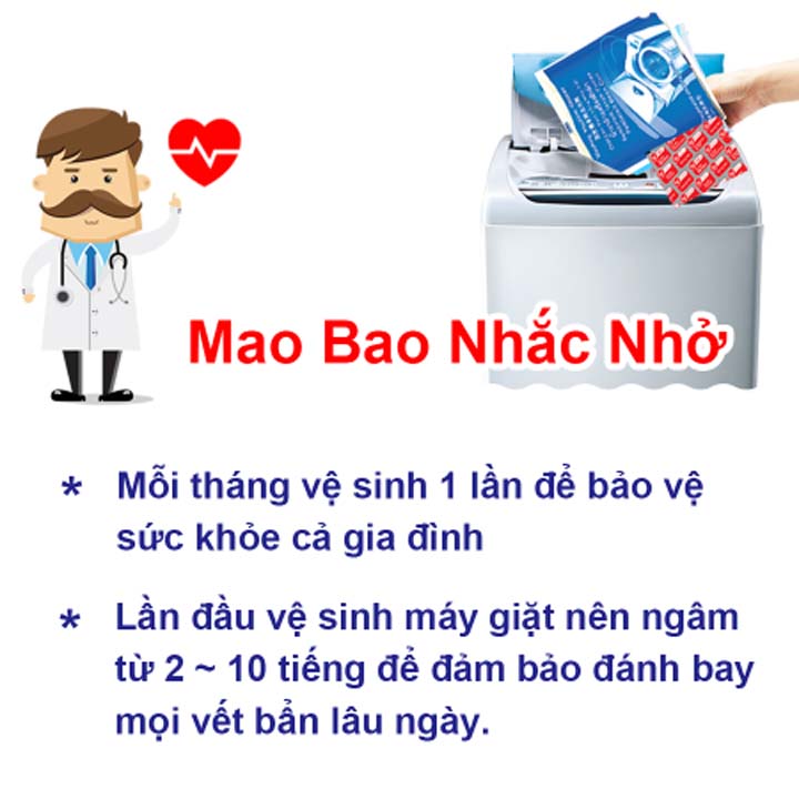 Combo 02 hộp bột tẩy vệ sinh lồng máy giặt Ag+ Mao Bao 306g - Tặng 01 chai nước giặt...