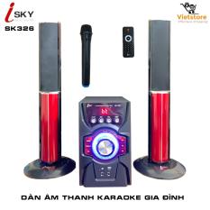 Dàn âm thanh khủng tại nhà – dàn karaoke gia đình- kết nối Tivi , iphone, ipad, smartphone – loa vi tính cỡ lớn âm thanh Hifi siêu Bass đỉnh cao có kết nối Bluetooth nghe nhạc qua USB thẻ nhớ Isky – SK326 (Tặng kèm Micro không dây)