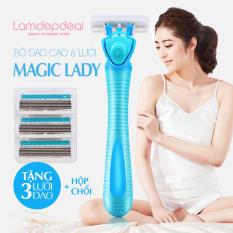 Bộ dao cạo lông MAGIC LADY chuyên dụng cho phái nữ – Cạo sạch lông nách tay chân an toàn – Tặng 3 lưỡi dao hộp chổi – Lavy Store