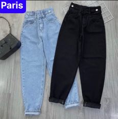 QUẦN BAGGY JEAN NỮ CHẤT BÒ ỐNG SUÔNG MIX ĐAI 2 BÊN LƯNG CAO NÂNG MÔNG SÀNH ĐIỆU – PARIS FASHION