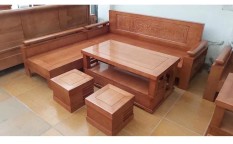 Bộ bàn ghế gỗ sồi Nga mặt liền