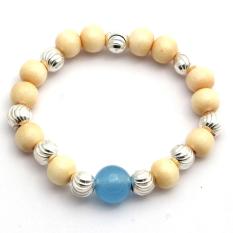 Lắc Tay Lắc Chân Trẻ Em Bạc Hiểu Minh LTE053 vòng dâu tằm đá xanh