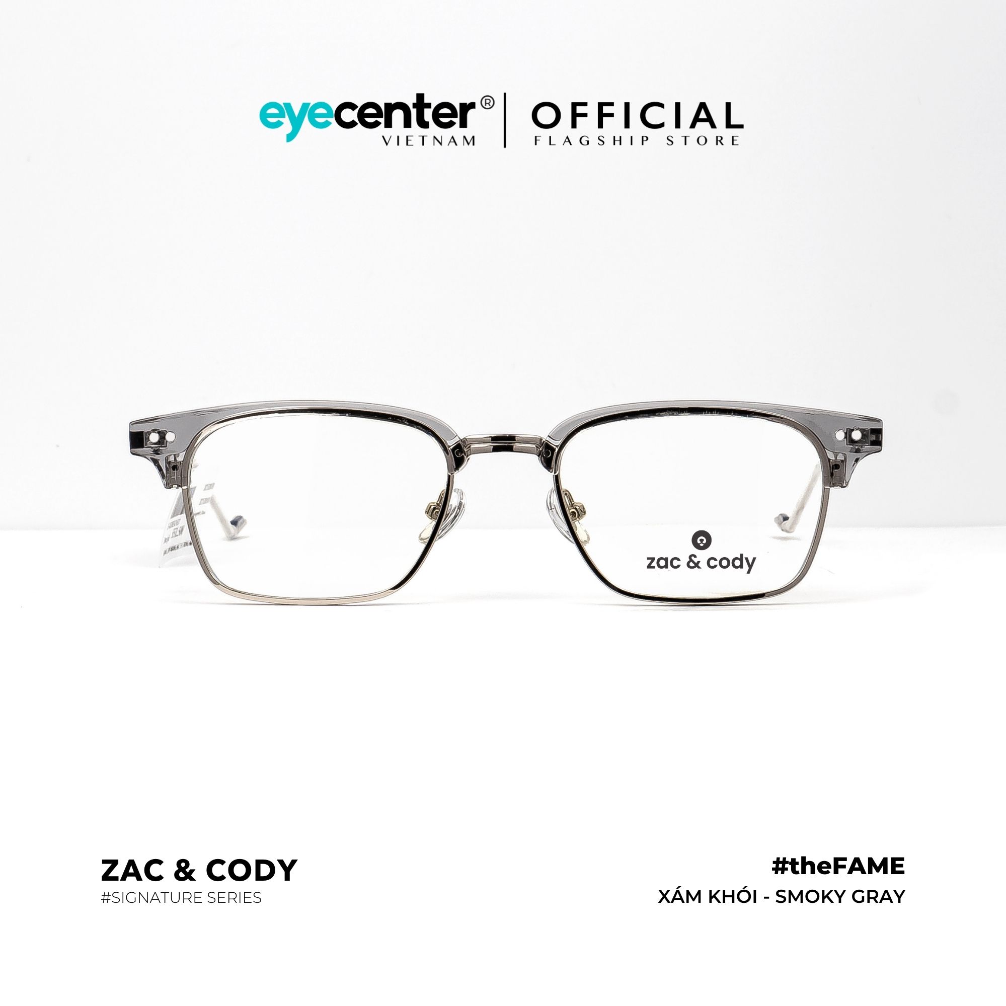 Gọng kính cận nam nữ #theFame chính hãng ZAC & CODY A21 kim loại chống gỉ cao cấp Hàn Quốc...