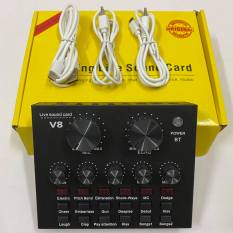 (chuẩn amly phòng thu)Sound card V8 live livestream cao cấp có kết nối không dây bluetooth dành cho míc thu âm