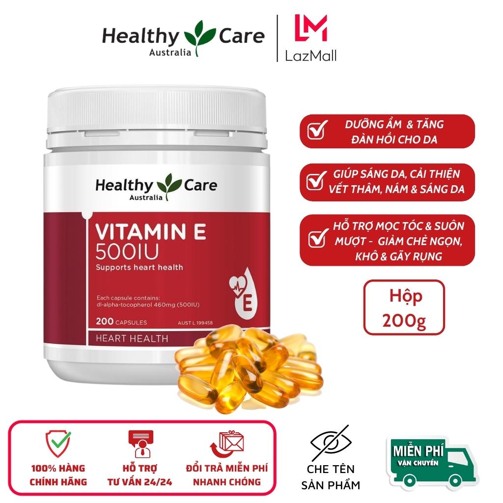 Vitamin E Healthy Care 500IU colalagen uống đẹp da giảm nám, tàn nhang và nếp nhăn hộp 200 Viên