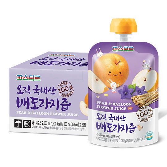Nước lê cát cánh LOTTE FOODS Hàn Quốc, giúp giảm ho, viêm họng, tiêu đờm túi 100ml
