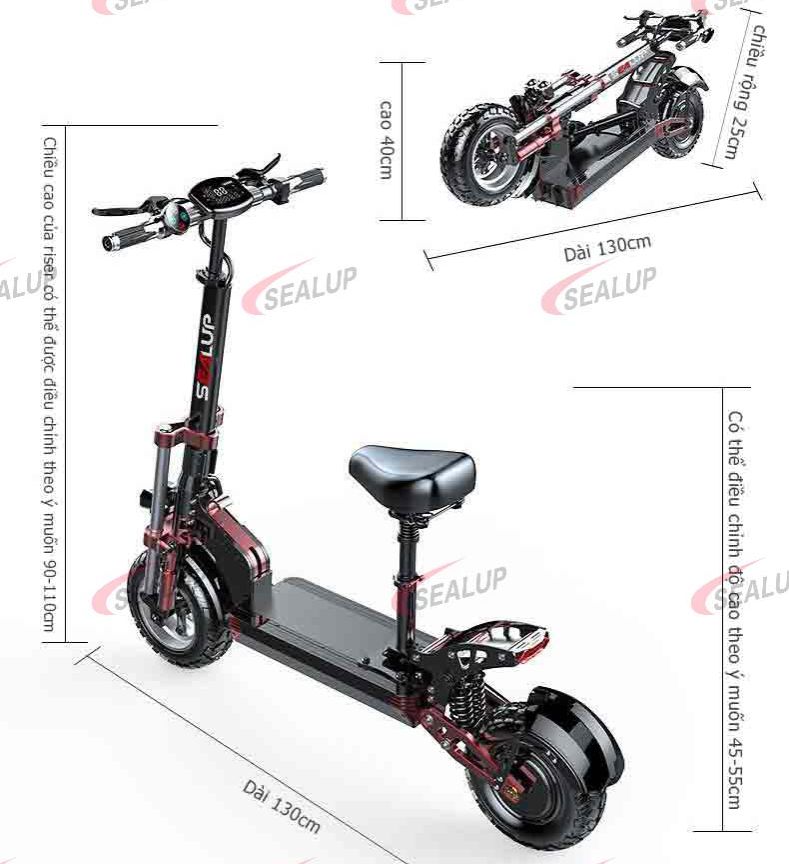 『sắp bán hết』SEALUP Xe scooter điện cao cấp dành cho người lớn, tốc độ tối đa 55 km/h , bánh...