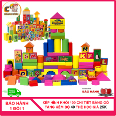 [XẢ KHO 3 NGÀY] Đồ Chơi Xếp Hình Gỗ 100 Chi Tiết CS 1003 Children Store An Toàn Cho Bé, Phát Triển Tư Duy, Đồ Chơi Xếp Gỗ, Đồ Chơi Gỗ [ KHUYẾN MÃI] Tặng Kèm Bộ 40 Thẻ Học Nhân Biết Và Cách Viết Các Chữ Cái, Số Trị Giá 25k