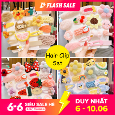 Set kẹp tóc hoạt hình dễ thương 17Mile cho trẻ em bằng len sang trọng – INTL