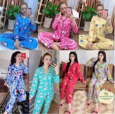 Đồ Bộ Pijama Tay Dài Vải Kate Mềm Mại Freesize Dưới 56Kg