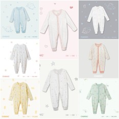Body dài tay cúc giữa sơ sinh summer họa tiết Chaang