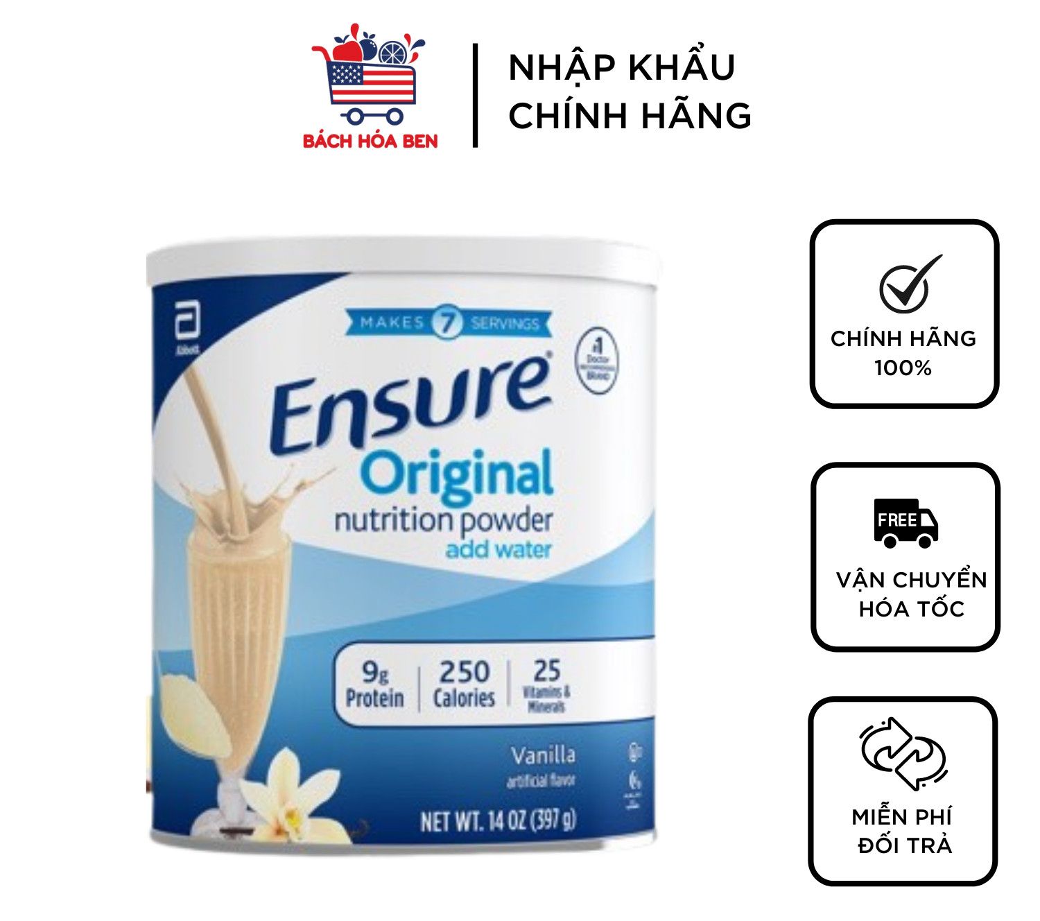 Sữa ENSURE MỸ 397g mẫu mới - Date 2023