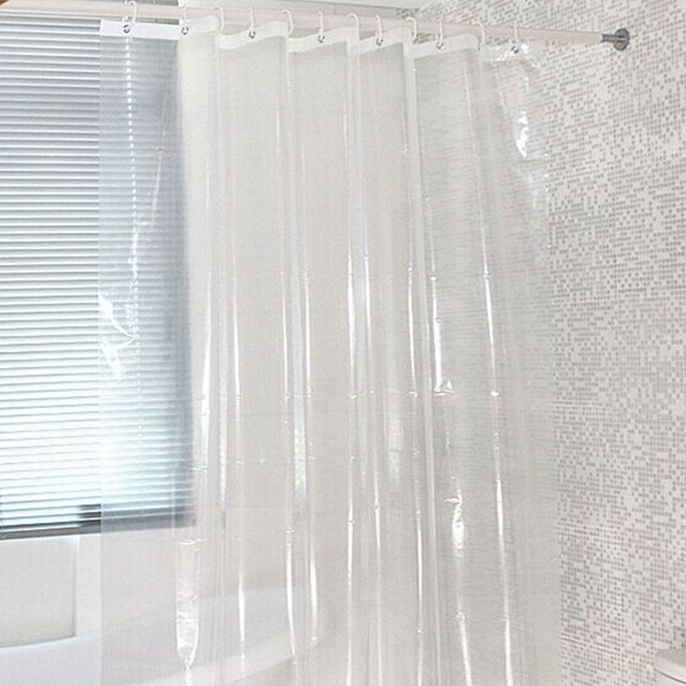 Rèm phòng tắm 180cmx180cm cao PEVA vải dày chống thấm nước kèm12 móc - TRONG SUỐT TRƠN