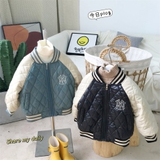 College Casual Fan～Phiên bản Hàn Quốc của áo khoác bóng chày có đệm cổ đứng ngăn màu cho trẻ em Áo khoác cotton mùa đông phong cách nước ngoài cho bé trai QC5291525℗✳