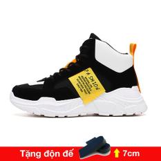 Giày thể thao nam cao cổ tăng 7 chiều cao phong cách Ulzzangboy, với 2 màu đế trắng và đế đen cá tính New