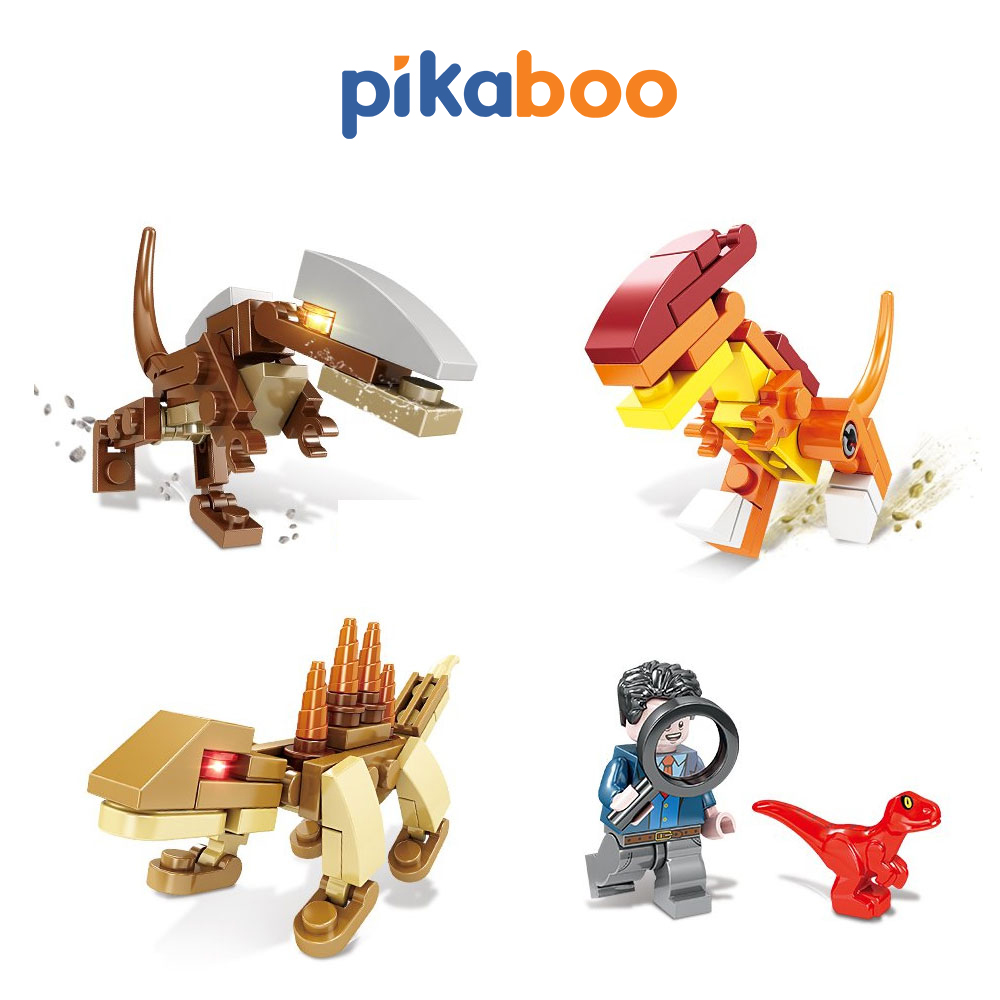 Đồ chơi xếp hình khủng long mini Pikaboo cho bé